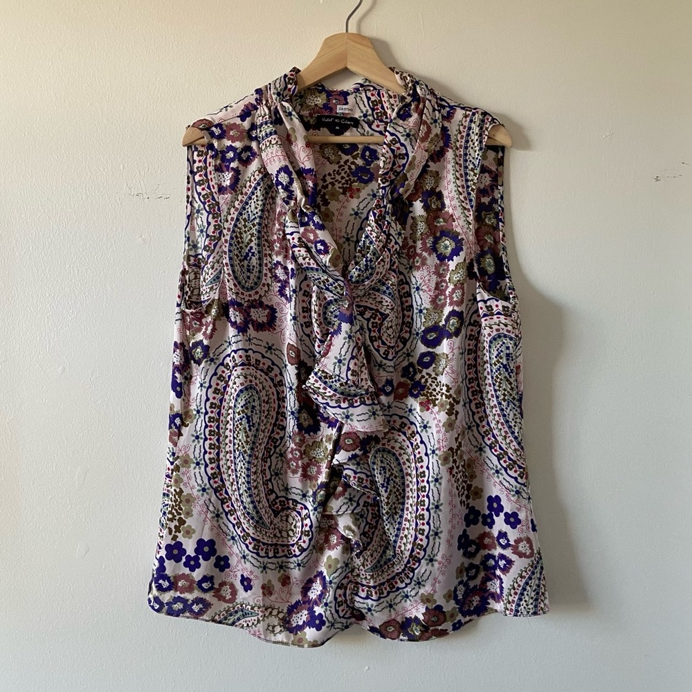 2/$25 Violet & Claire Satin Paisley Sleeveless Blouse